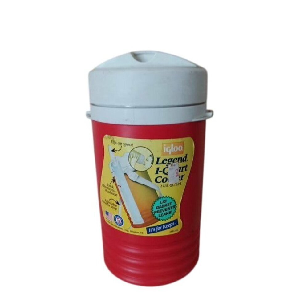 NOS Igloo 1  Quart Water Cooler-Jug-Red/White Camping‎ work beach 1997 camping